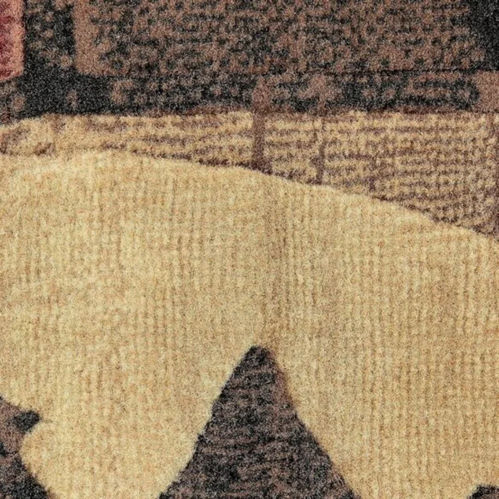 New 5.2x7.2 Buffalo Bear Rustic Area Rug, Brown Red Carpet for Home
